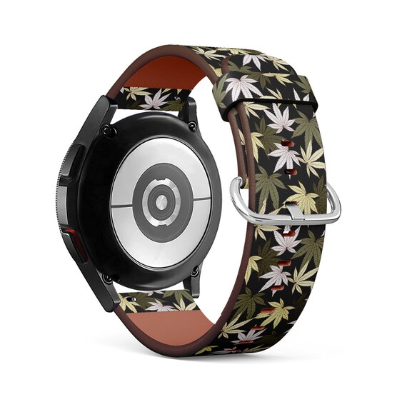 Galaxy Active Black Vegan Leather Straps Band Amazon.com: Leather wide cuff band 18mm 20mm 22mm Compatible  main image 4