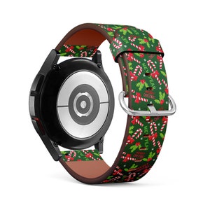 Band for Samsung Smartwatches, Cute Christmas New Year Holiday Pattern On Print, Galaxy Watch / Active / Gear, Vegan Leather Bracelet Strap.