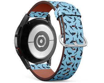 Sharks Print Vegan Leather Galaxy Watch Band, Samsung Smartwatch Strap