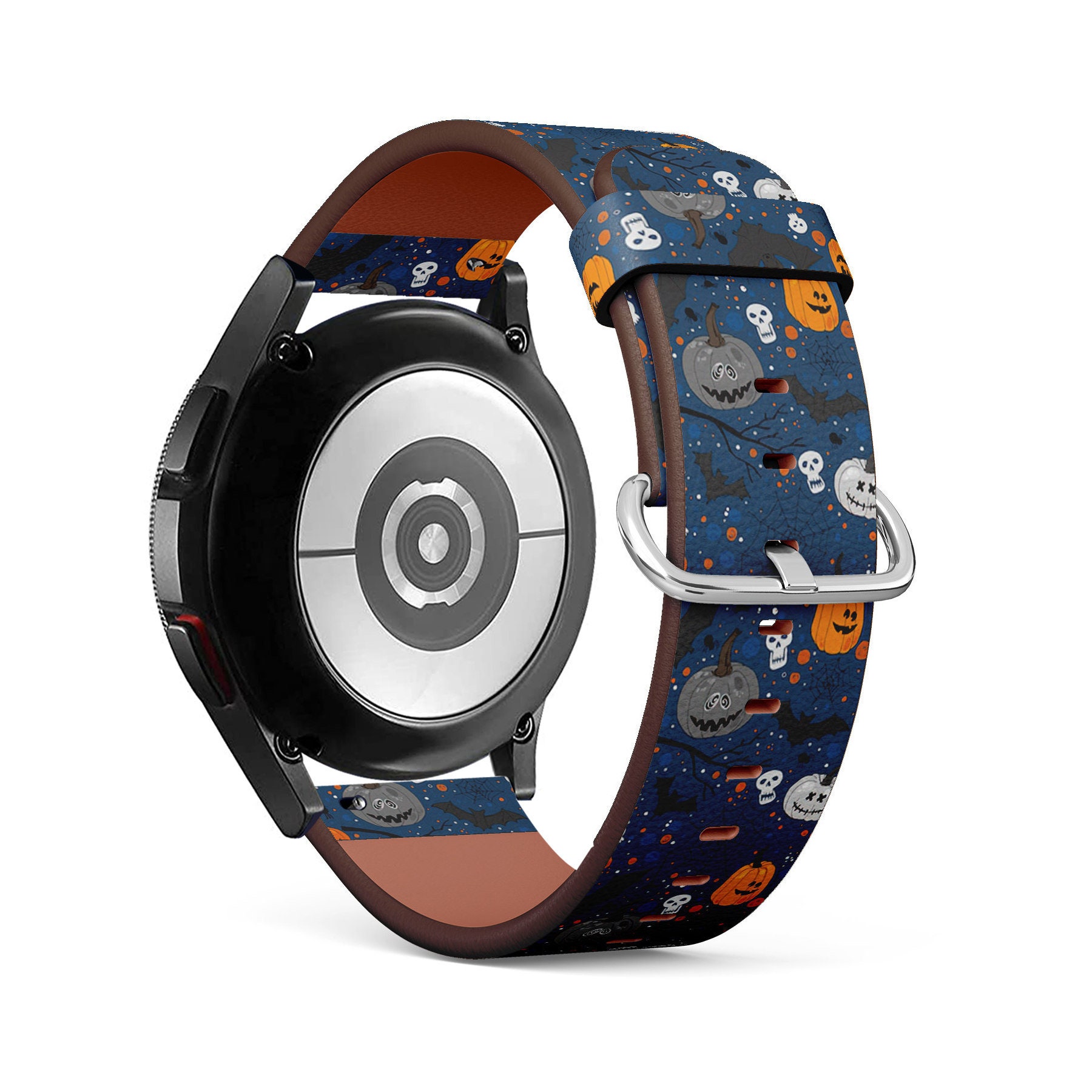 Band for Samsung Smartwatches, Halloween Funny Pumpkins Pattern Print, Galaxy Watch / Active / Gear, Vegan Leather Bracelet Strap.
