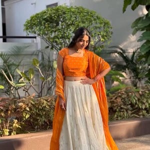 Orange Lehenga Choli For Women, Indian Wedding Reception Bridesmaids Party Wear Lehenga, Stitched Ready To Wear Lehenga Blouse