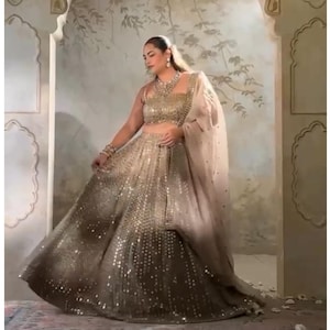 Brown Lehenga Choli For Women, Indian Wedding Reception Bridesmaids Party Wear Lehenga, Stitched Ready To Wear Lehenga, Designer Lehenga