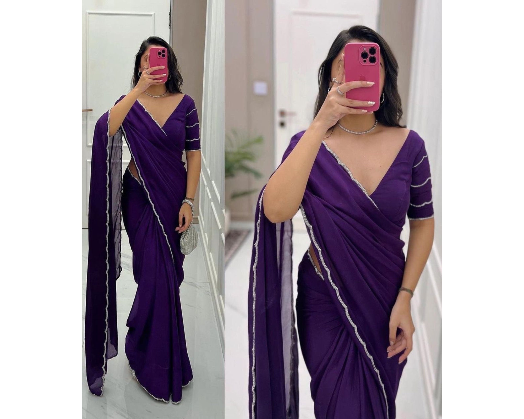 Discover more than 174 contrast blouse with purple saree