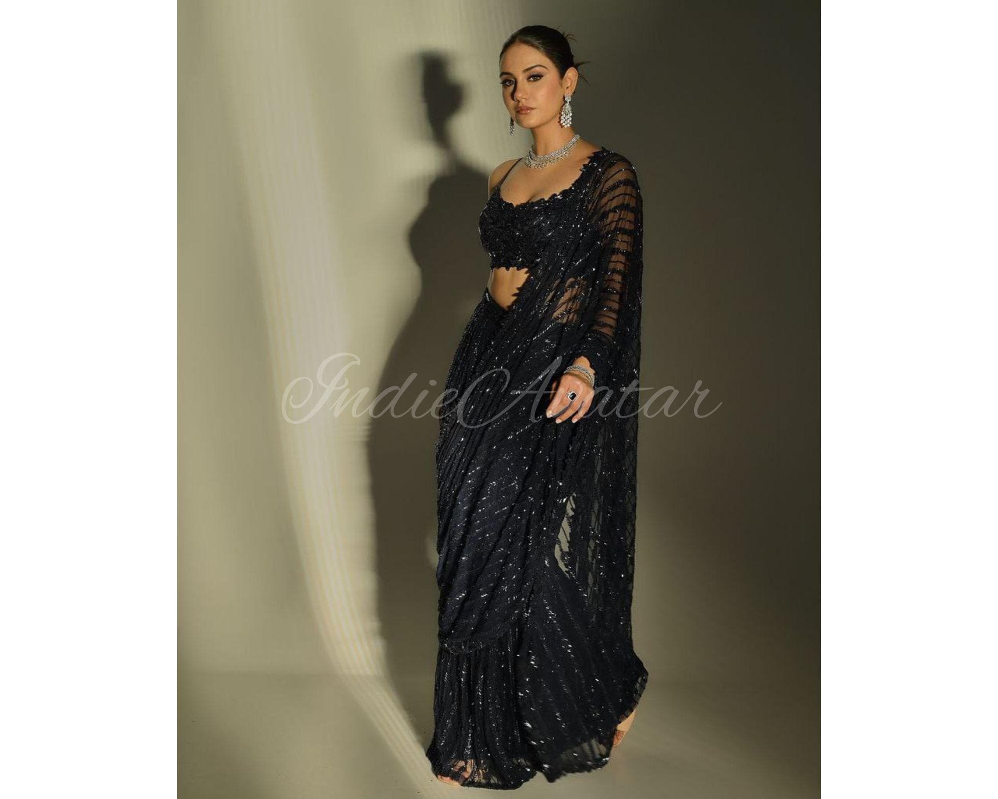 Black Saree for Women Indian Wedding Wear Heavy Saree Indian Wedding ...