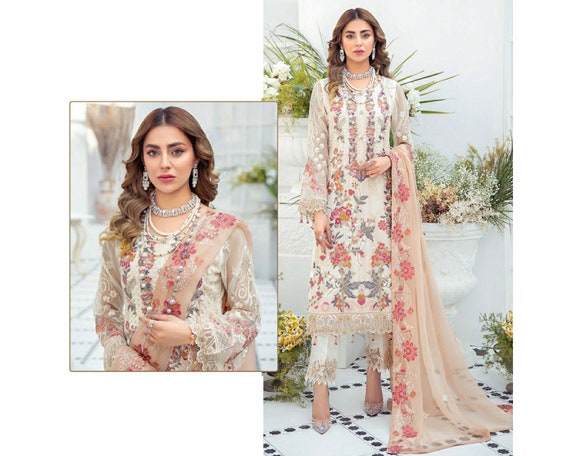 White Thread Embroidered Brocade Punjabi Suit | Punjabi outfits, Dress  indian style, Patiala dress