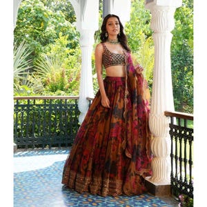 Designer Floral Lehenga Choli For Women, Indian Wedding Reception Bridesmaids Party Wear Lehenga, Stitched Ready To Wear, Designer Lehenga