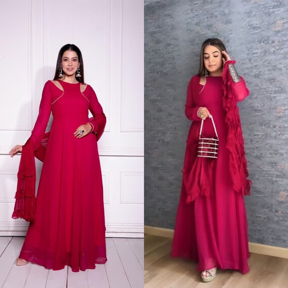 Good Looking Lace Border Black Gown With Plain Dupatta – Amrutamfab
