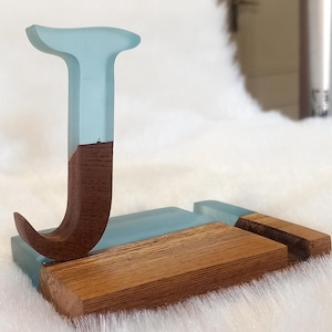 Porta biglietti da visita in legno e resina epossidica personalizzato fatto a mano dalla A alla Z, organizer da scrivania con nome personalizzato, porta biglietti da visita in resina, regalo per ufficio, regalo aziendale all'ingrosso
