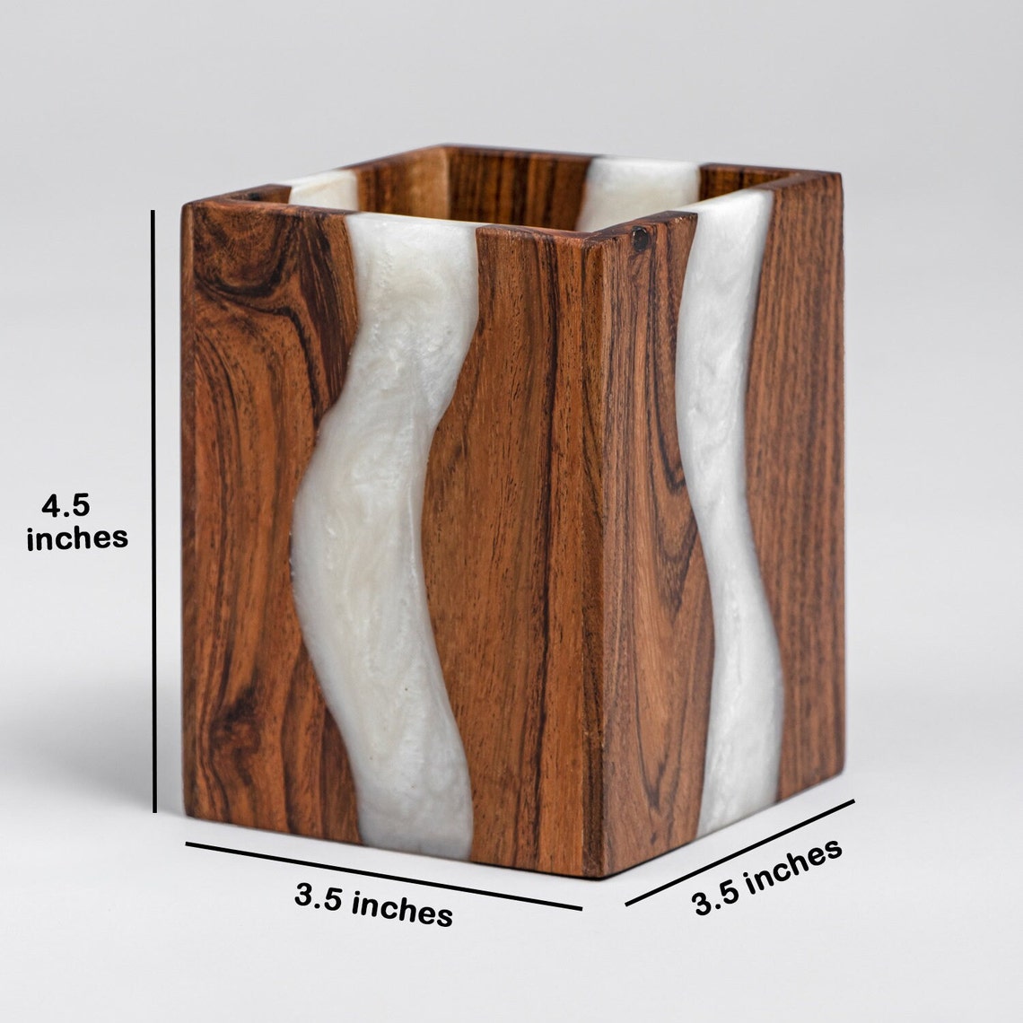 Blue Wood-epoxy Multi-utility Holder Wood Pen Stand - Etsy