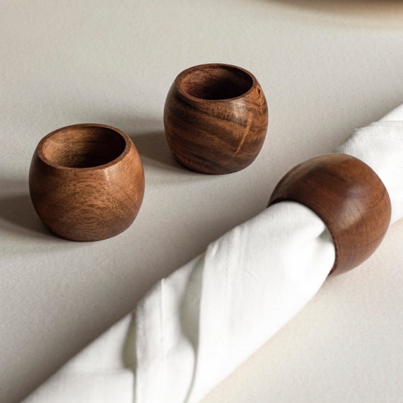 Oval Wooden Napkin Rings set of 6, Table Décor, Housewarming Gift