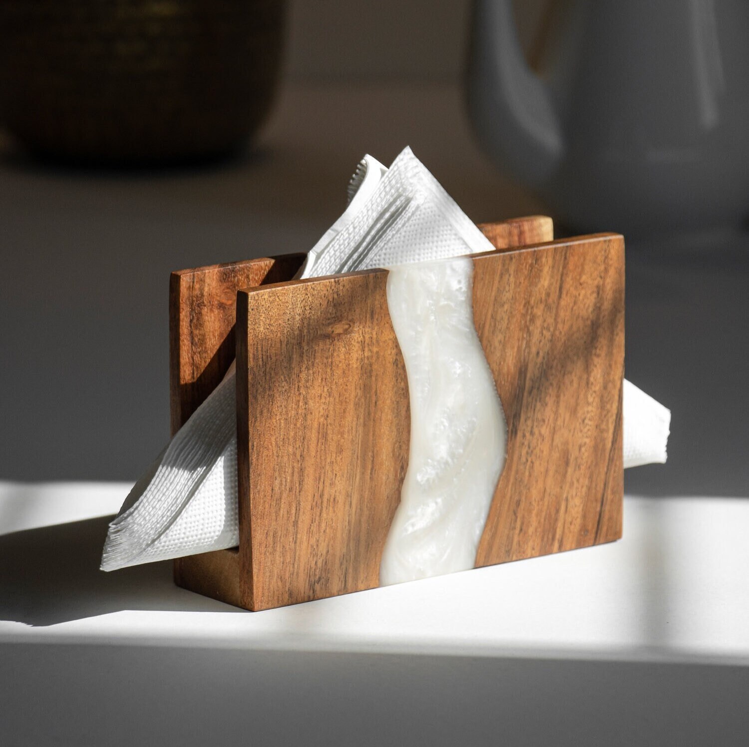 Kitchen Roll Holder,epoxy Resin Wood Paper Towel Holder Standing,napkin  Holder Resin,rustic Pipe Paper Towel Holder,housewarming Gift 