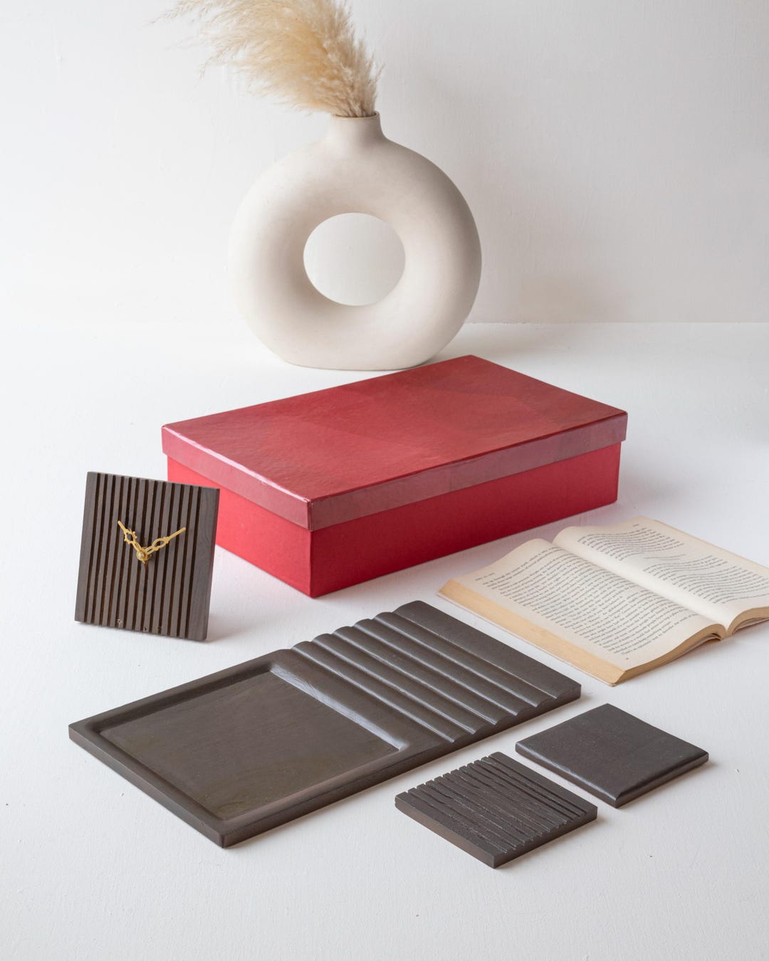 Corporate Desk Gift Set - Wooden Grey Color - Set of 25 - Wooden Table ...