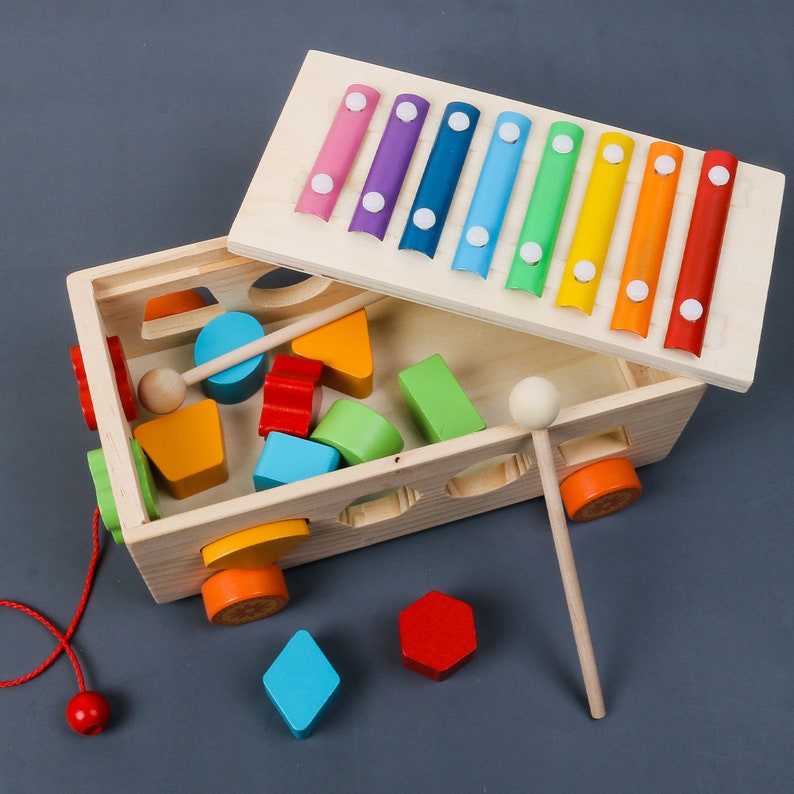 Shape Sorter Toy With Xylophone for Toddlers Wooden Shape Etsy