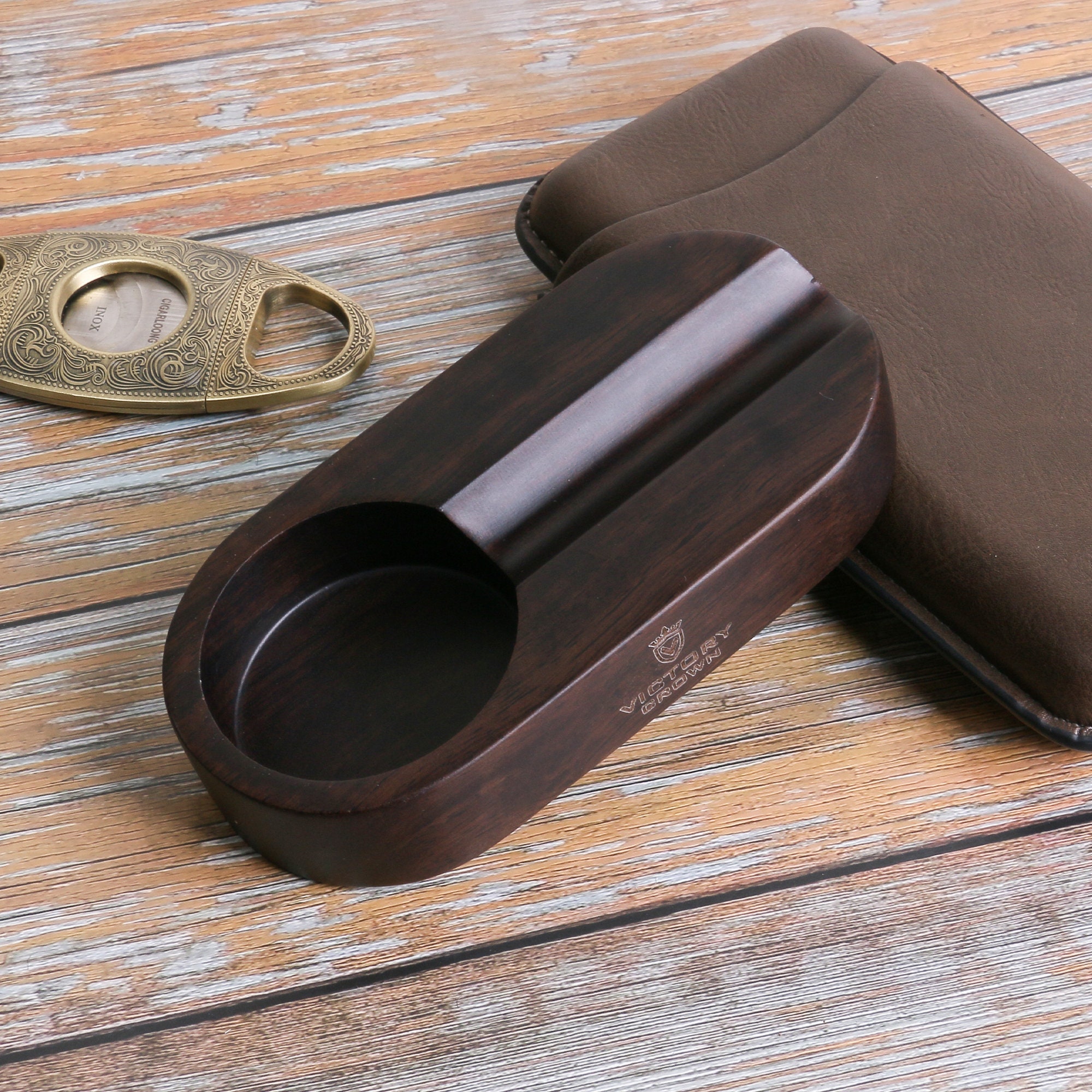 Wood Cigar Ashtray With Rest Blackwood Cigar Ashtray for Etsy