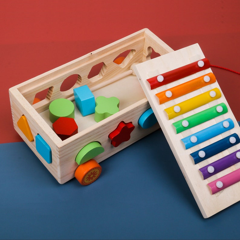 Shape Sorter Toy With Xylophone for Toddlers Wooden Shape Etsy
