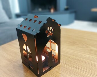 DIY Pet Tealight Lantern: CNC Cut, Dog - Cat Design(dxf)