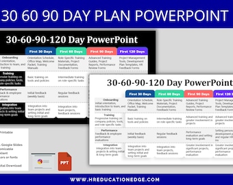 30 60 90 Day Plan Template Slides: Onboarding Agenda (PowerPoint & Google Slides Digital Download