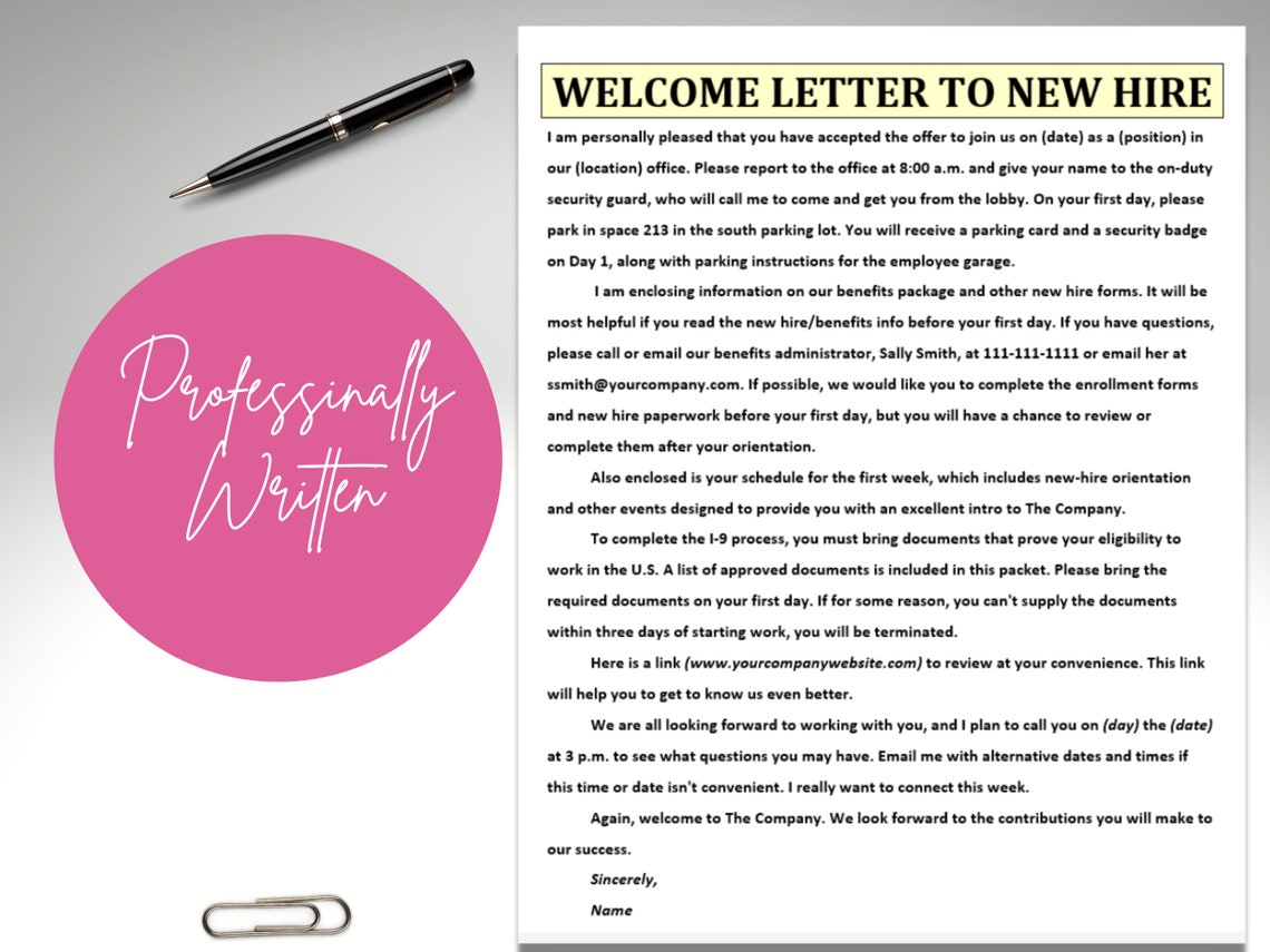 New Employee Welcome Letter HR Onboarding Letter For New Hire Etsy new-hire-welcome-letter-sample-template-with-examples-word