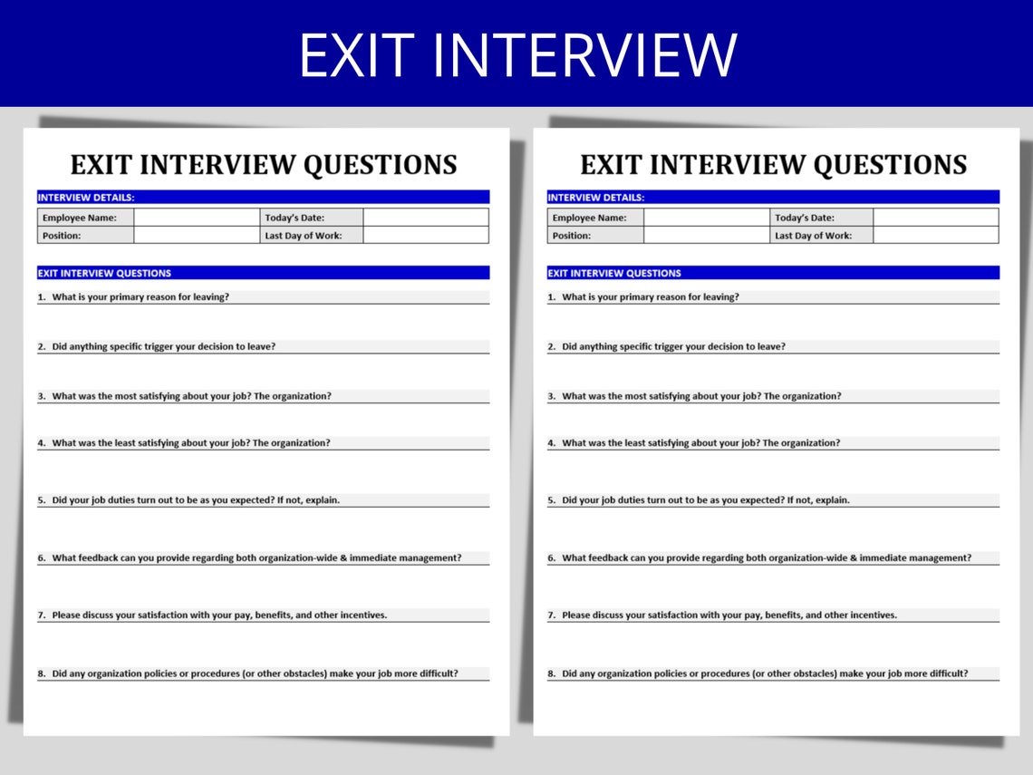 Exit Interview Questions Template: Streamline Offboarding With Editable ...