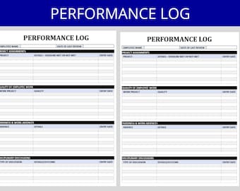 Manager Performance Log: Employee Review HR Template (Digital Download)