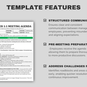 1:1 Manager Meeting Agenda | Employee Agenda | One on One | HR ...