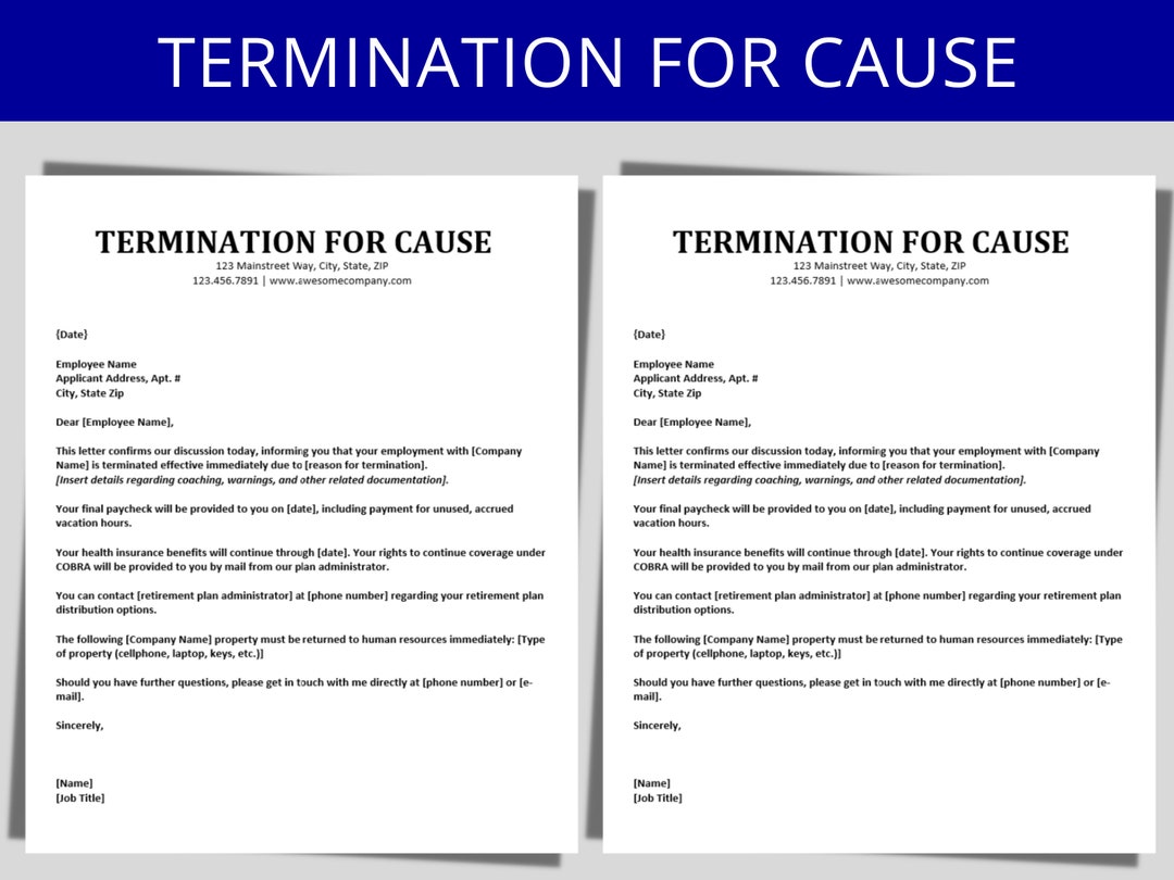 Termination Letter Employee Termination Letter Separation Notice Job