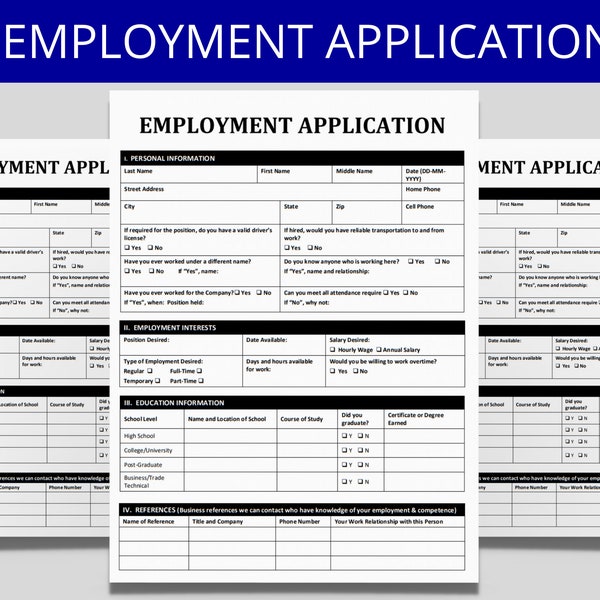 Modèle de demande d'emploi | Formulaire RH modifiable | Formulaire pour nouvel employé | Modèles RH | Documents de ressources humaines