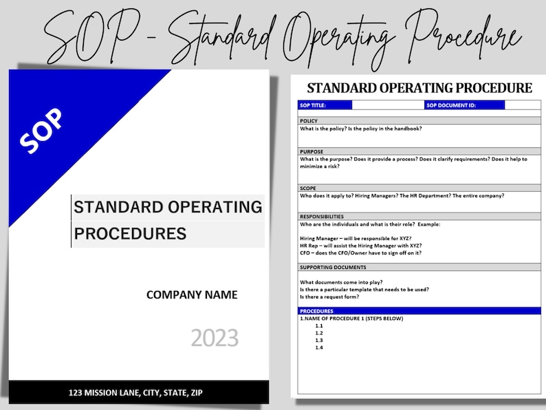 SOP Template Standard Operating Procedure Human Resources - Etsy