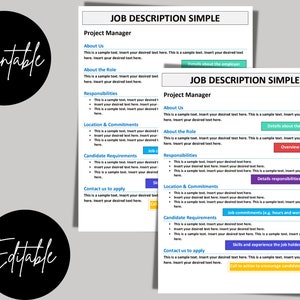 Editable Job Description Template: HR Form (word) - Etsy
