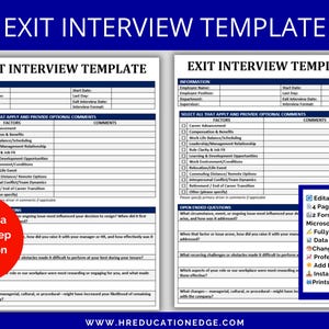 Exit Interview Questions Template: Employee Offboarding, Employee Termination Form | Google Docs & Word | Human Resources