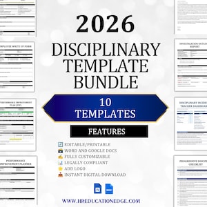 2026 Employee Disciplinary Templates Bundle: HR Forms (Word & Google Docs)