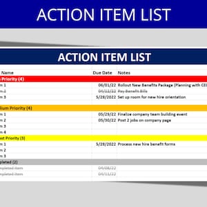 Simplified HR Action List: Editable Excel Sheet for Prioritizing Tasks - Minimalist HR Forms