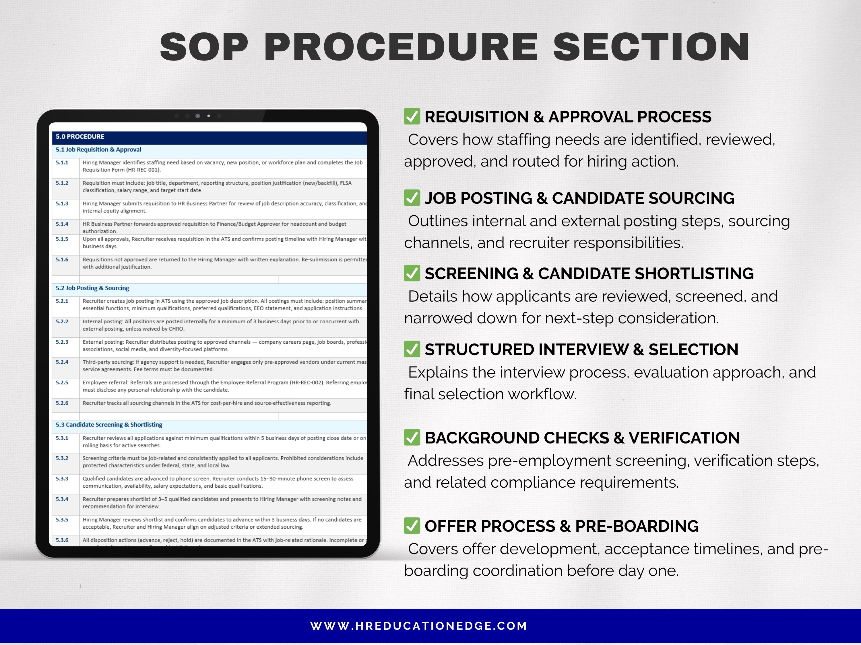 Recruiting Sop Example Talent Acquisition HR SOP | Recruitment & Selection Process Template ...