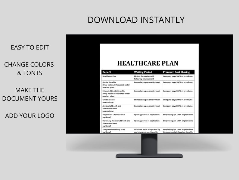 HR Employee Benefits Template: Editable Word Document for - Etsy