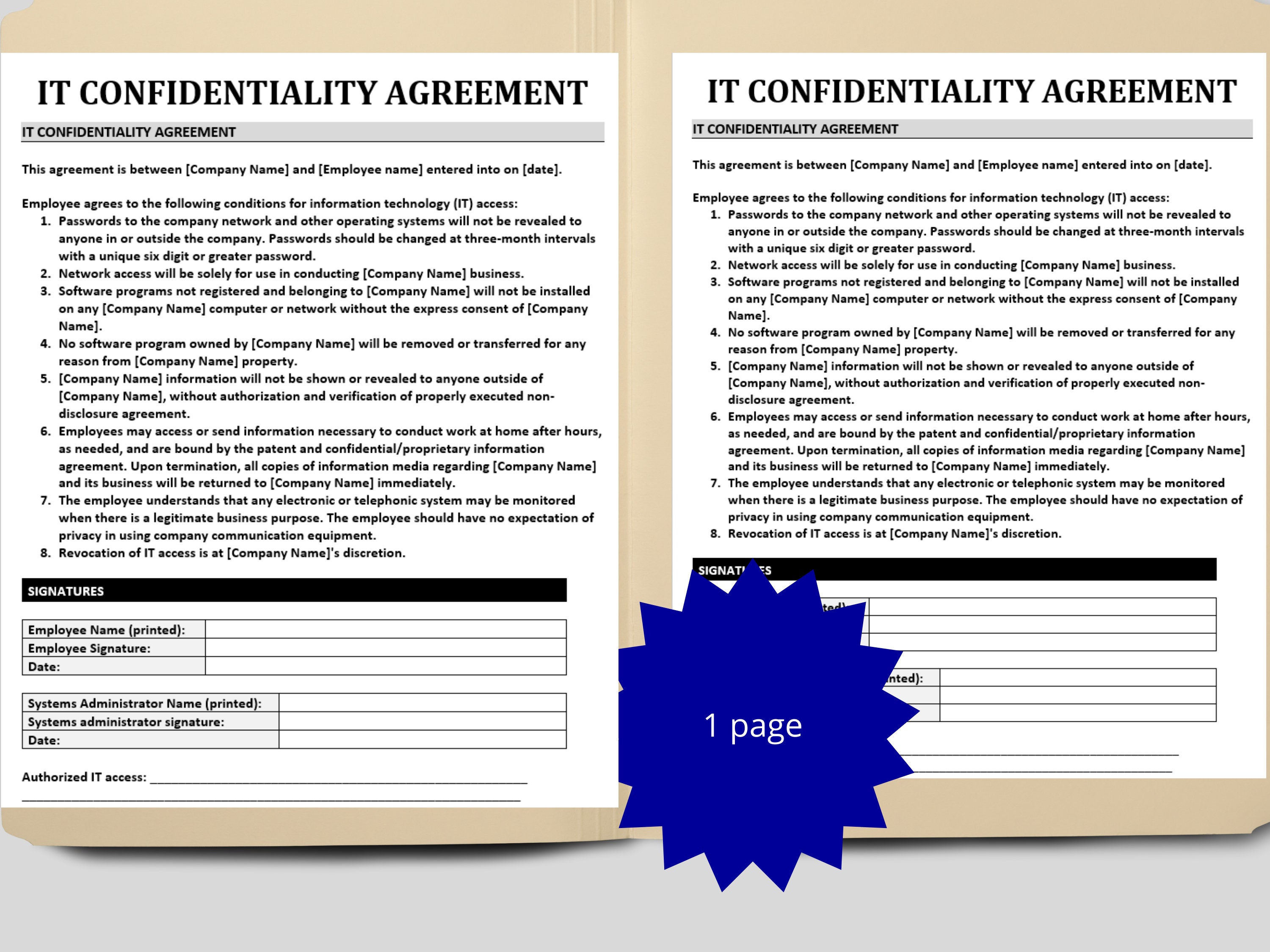 IT Employee Confidentiality Agreement: Legally Binding Document ...