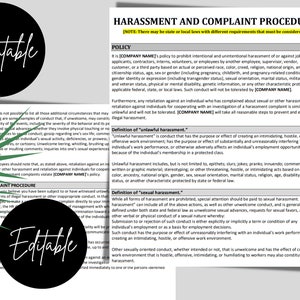 Harassment & Complaint Policy Template: MS Editable Word | HR Employment Policies and Procedures image 5