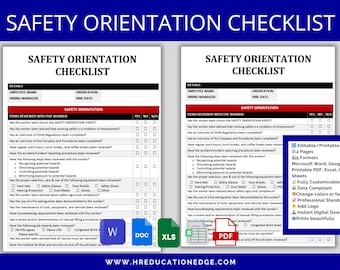 Safety Orientation Checklist: OSHA Training, HR Onboarding Forms (Digital Download)