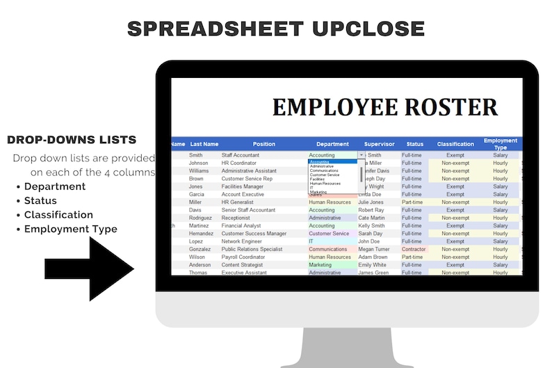 Employee Roster Template: Staff Directory & Salary Tracker (excel ...