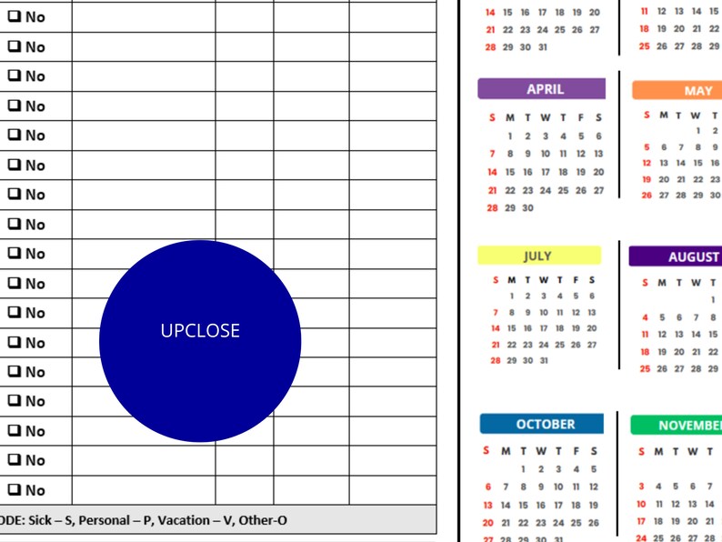 2024 Calendar Employee Timeoff Request Planner PTO & Vacation, Leave