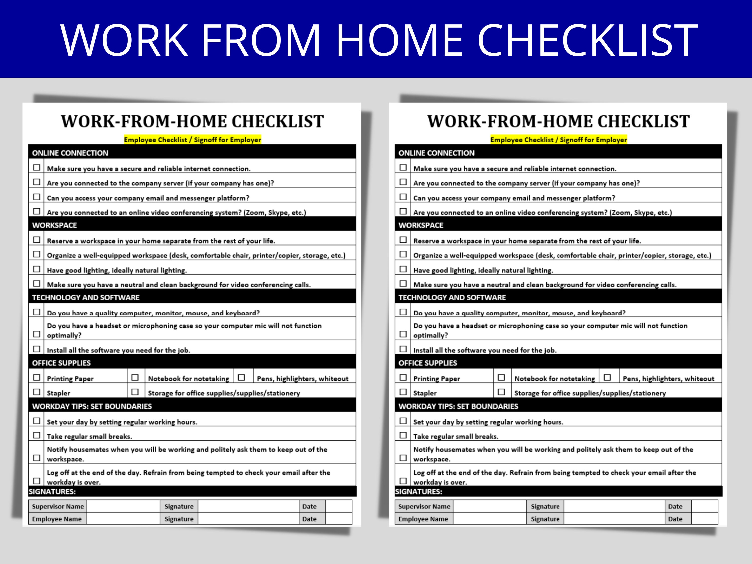 Work From Home Office Setup and Productivity Checklist - Fashion