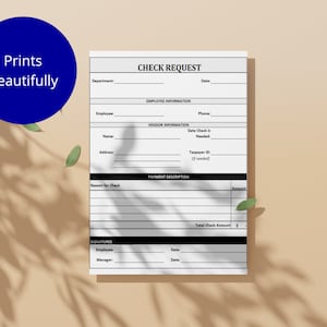 Check Request Form: MS Excel HR Template (digital Download) - Etsy