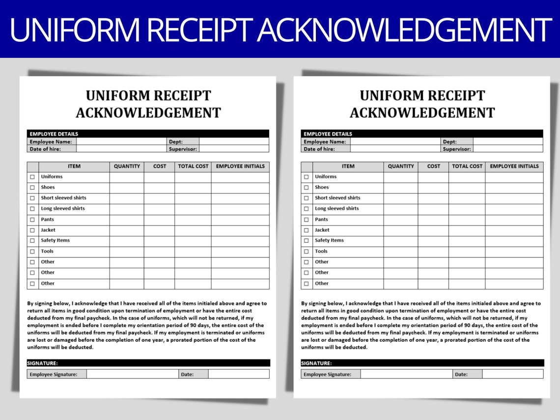 Uniform Authorization Form Employee Uniform Agreement Template Employee