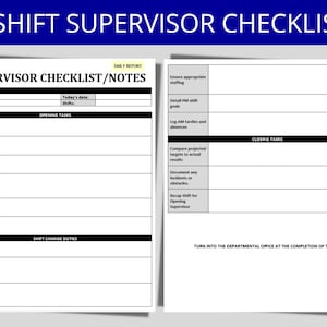 Daily Shift Supervisor Checklist | Daily Production Goals| MS Editable Word | Employee Attendance/Management | Warehouse | Templates/Forms