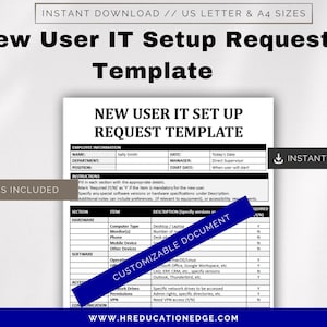 New User IT Setup Request Template: HR Onboarding (digital Download) - Etsy