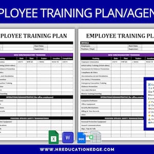 New Hire Employee Training Plan Schedule Template | Word, Excel, Google Docs, Sheets | Onboarding Document Checklist | Tracker Spreadsheet