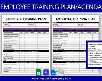 Employee Training Plan Template: HR Onboarding Schedule (Digital Download)