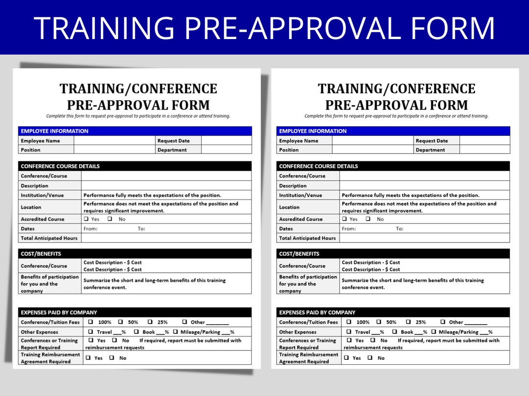 HR Pre-approval Form for Employee Training and Conferences - Etsy