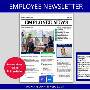 Szablon biuletynu firmowego: Wiadomości dla pracowników, wydarzenia (Word i Dokumenty Google) – wersja cyfrowa do pobrania