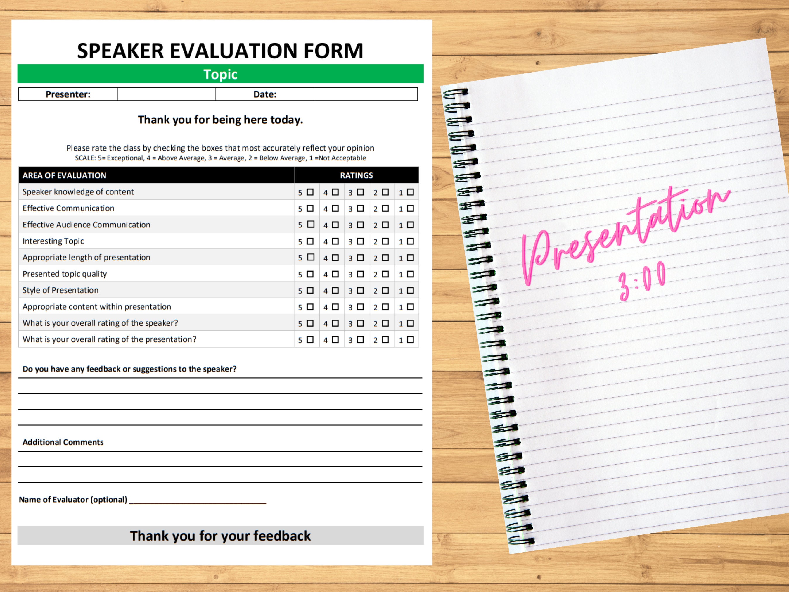 Business Speaker Feedback Survey Editable MS Word Template Etsy