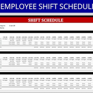 Employee Scheduling Template, Shift Schedule, Weekly Schedule | Excel Template | Printable | Human Resources | Employee Forms